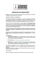 Comunicado aos fornecedores